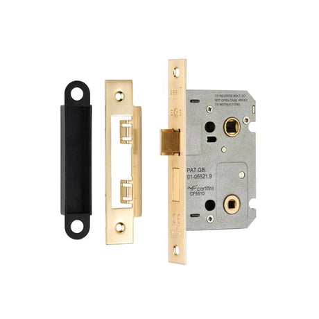 Eurospec Locks & Latches Satin Brass / Bathroom Lock / 2.5" / 65mm Eurospec - Easi-T Residential Bathroom Lock 65mm - Satin Brass
