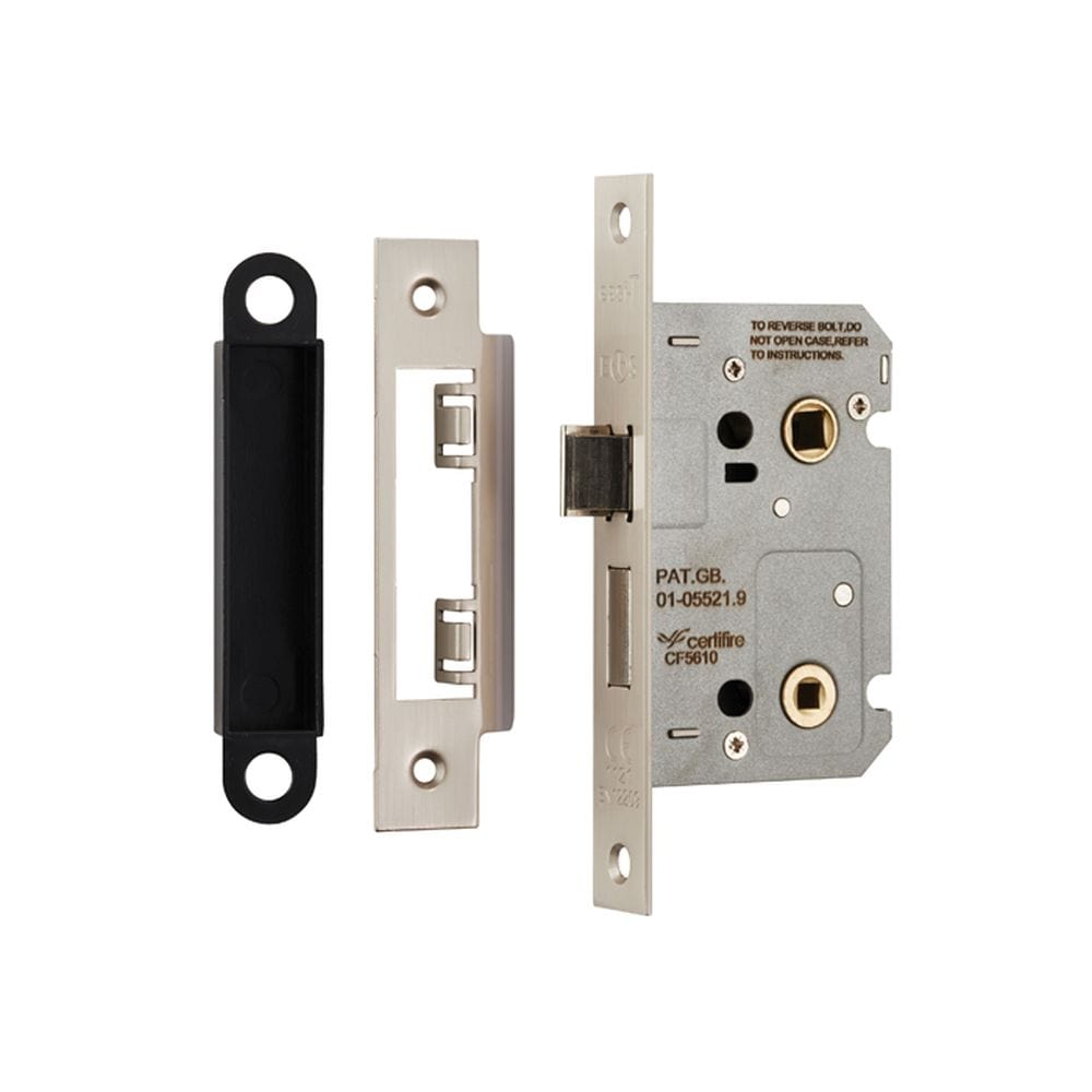 Eurospec Locks & Latches Satin Nickel / Bathroom Lock / 2.5" / 65mm Eurospec - Easi-T Residential Bathroom Lock 65mm - Satin Nickel