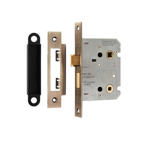 Eurospec Locks & Latches Antique Brass / Bathroom Lock / 3" / 76mm Eurospec - Easi-T Residential Bathroom Lock 78mm - Antique Brass