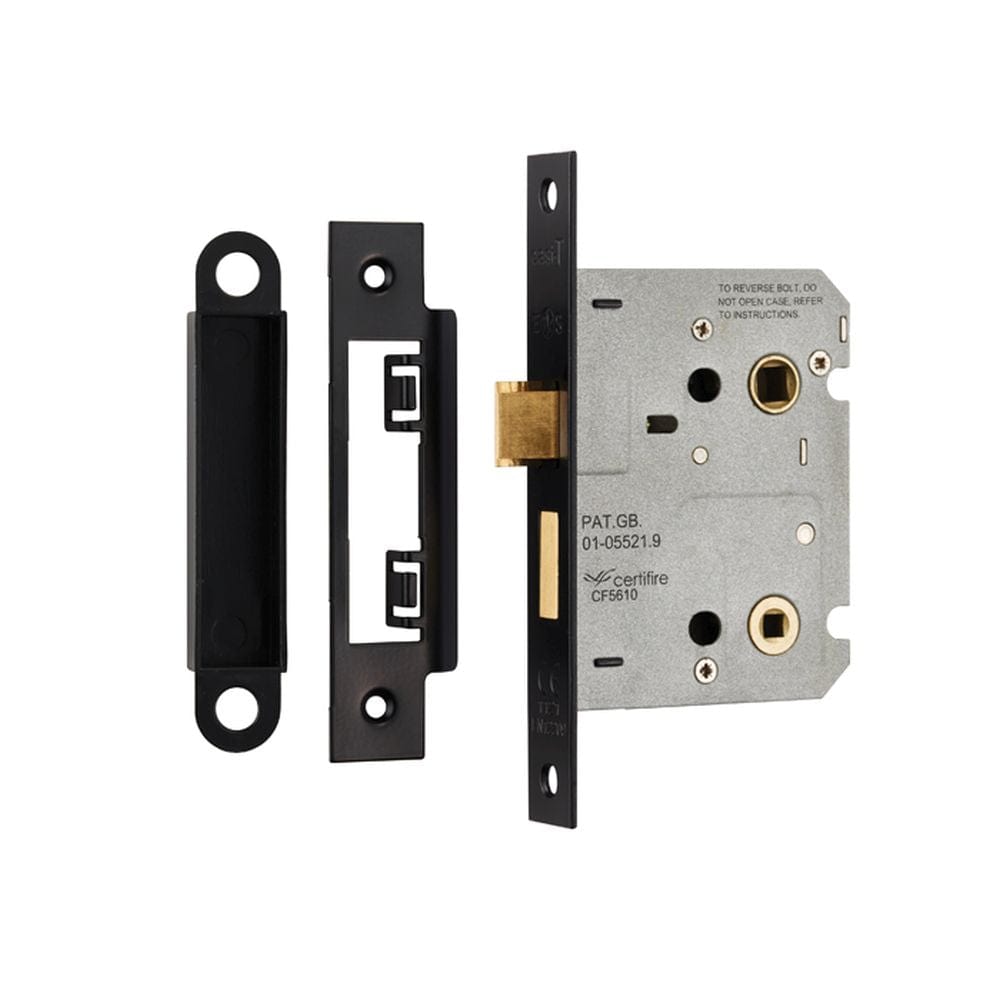 Eurospec Locks & Latches Matt Black / Bathroom Lock / 3" / 76mm Eurospec - Easi-T Residential Bathroom Lock 78mm - Matt Black
