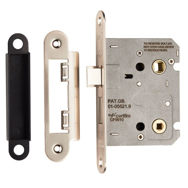 Eurospec Locks & Latches Nickel Plated / Bathroom Lock / 3" / 76mm Eurospec - Easi-T Residential Bathroom Lock 78mm Radius - Nickel Plate