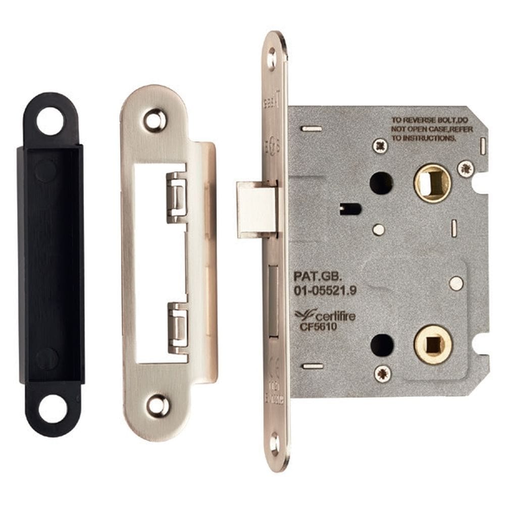 Eurospec Locks & Latches Satin Nickel / Bathroom Lock / 3" / 76mm Eurospec - Easi-T Residential Bathroom Lock 78mm Radius - Satin Nickel