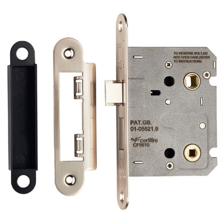 Eurospec Locks & Latches Satin Nickel / Bathroom Lock / 3" / 76mm Eurospec - Easi-T Residential Bathroom Lock 78mm Radius - Satin Nickel