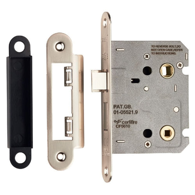 Eurospec Locks & Latches Satin Nickel / Bathroom Lock / 3" / 76mm Eurospec - Easi-T Residential Bathroom Lock 78mm Radius - Satin Nickel