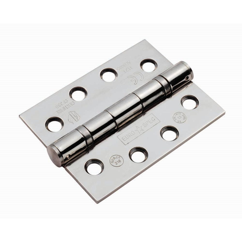Eurospec Hinges Polished Stainless Steel / Ball Bearing Hinges / 4" x (102mm) Eurospec - Enduro Grade 13 Ball Bearing Hinge 102 x 76mm, Grade 316 Stainless Steel - BSS