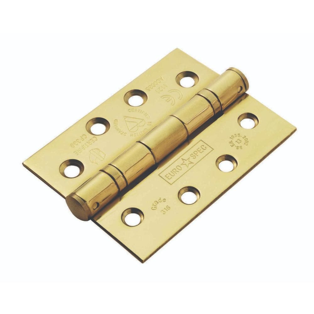 Eurospec Hinges Stainless Brass / Ball Bearing Hinges / 4" x (102mm) Eurospec - Enduro Grade 13 Ball Bearing Hinge 102 x 76mm, Grade 316 Stainless Steel - PVD