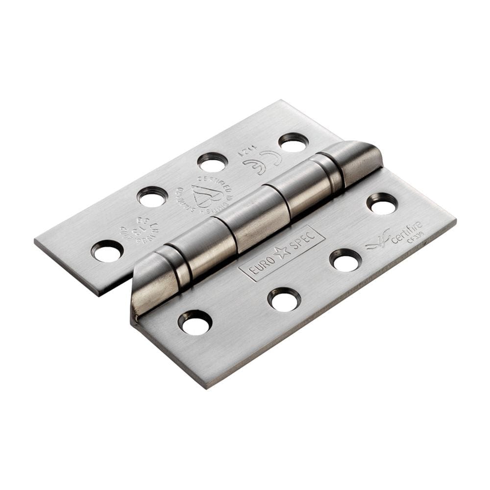 Eurospec Hinges Satin Stainless Steel / Ball Bearing Hinges / 4" x (102mm) Eurospec - Enduro Grade 13 Ball Bearing Hospital Tip Hinge Square - SSS