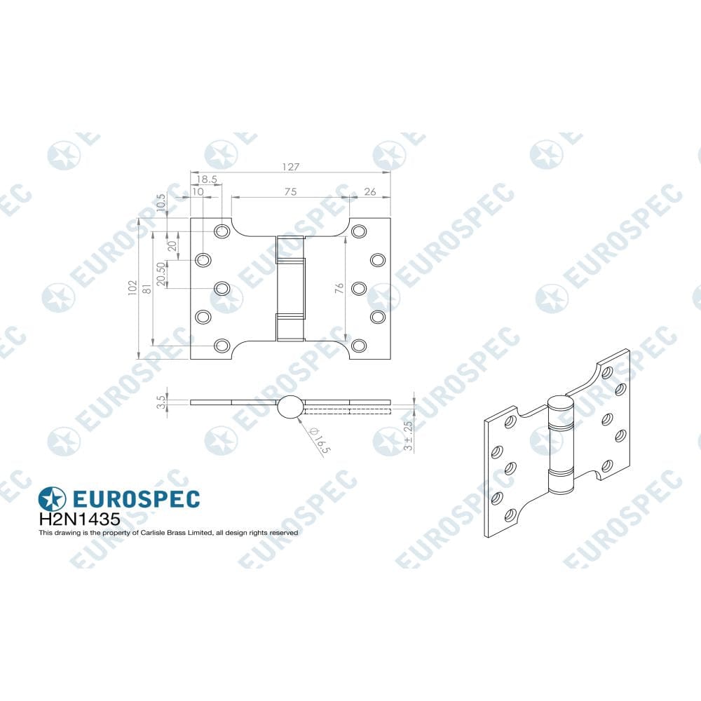 Eurospec Hinges Stainless Brass / Parliament Hinges / 4" x (102mm) Eurospec - Enduromax Grade 13 Parliament Hinge 102 x 127mm - PVD