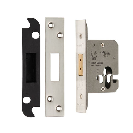 Eurospec Locks & Latches Satin Stainless Steel / Euro Profile Deadlocks / 2.5" / 65mm Eurospec - Euro Profile Deadlock 64mm - Satin Stainless Steel