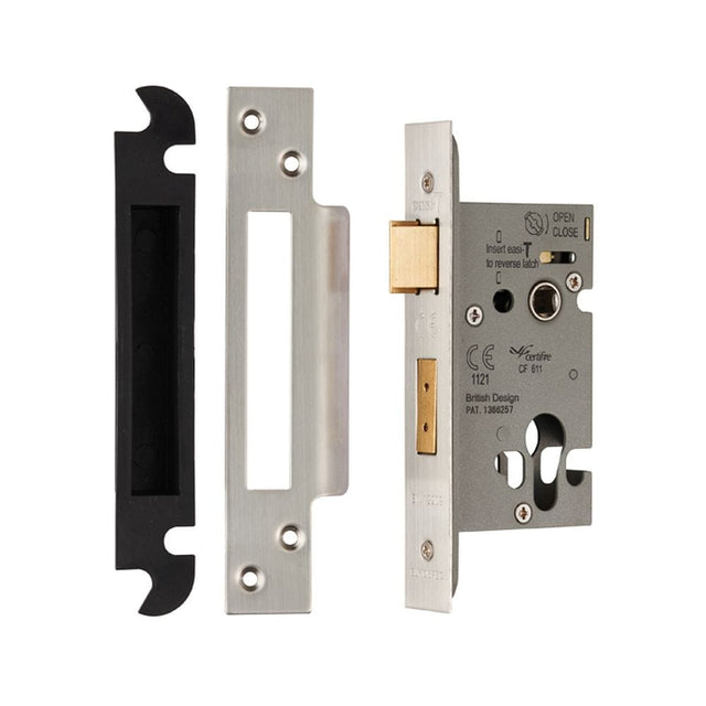 Eurospec Locks & Latches Satin Stainless Steel / Euro Profile Sashlocks / 2.5" / 65mm Eurospec - Euro Profile Sashlock 64mm - Satin Stainless Steel