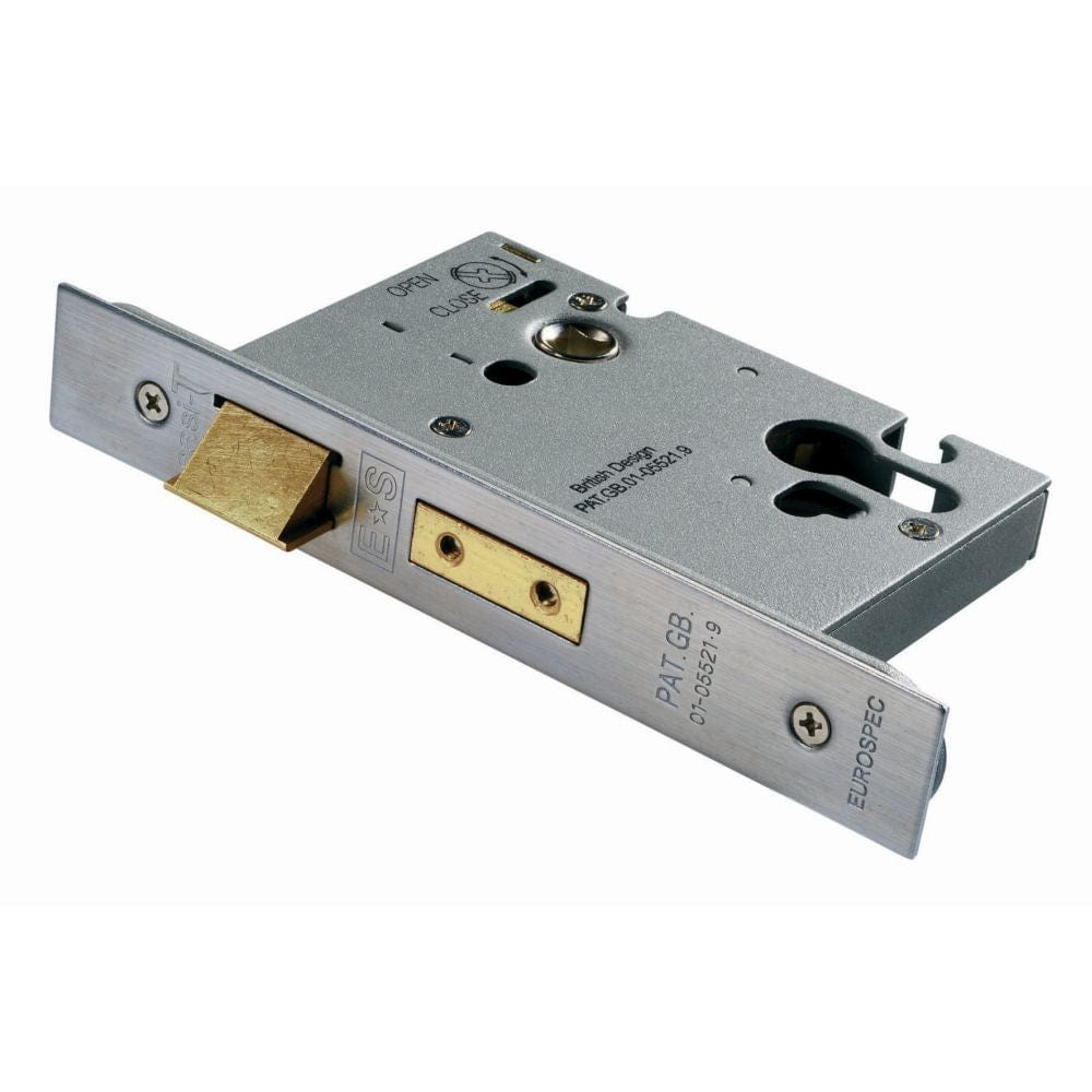 Eurospec Locks & Latches Satin Stainless Steel / Euro Profile Sashlocks / 3" / 76mm Eurospec - Euro Profile Sashlock 76mm - Satin Stainless Steel