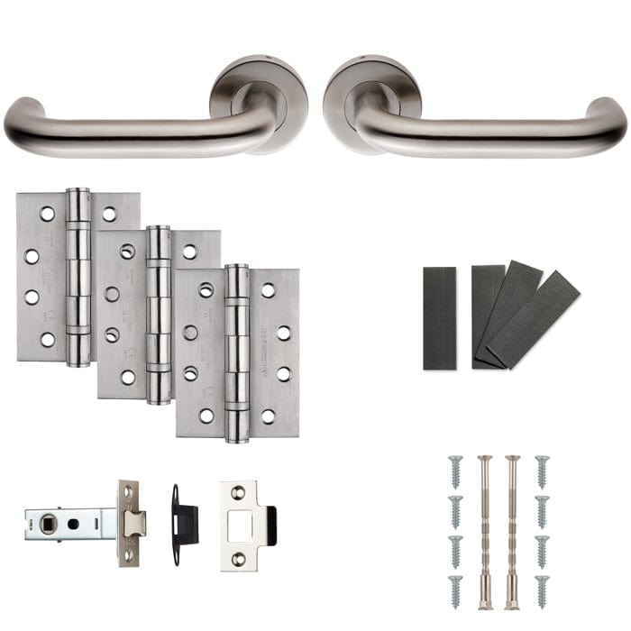 Eurospec Door Furniture Satin Stainless Steel / Latch Handle Pack Eurospec - FDP Door Pack FDP1190SSS - Satin Stainless Steel