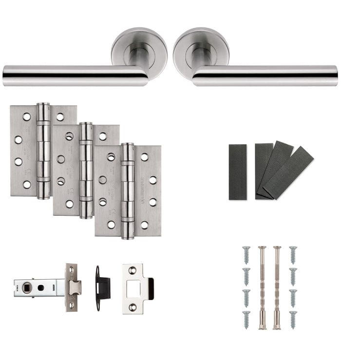Eurospec Door Furniture Satin Stainless Steel / Latch Handle Pack Eurospec - FDP Door Pack - FDP1192SSS - Satin Stainless Steel