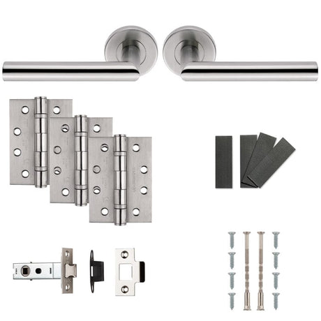 Eurospec Door Furniture Satin Stainless Steel / Latch Handle Pack Eurospec - FDP Door Pack - FDP1192SSS - Satin Stainless Steel