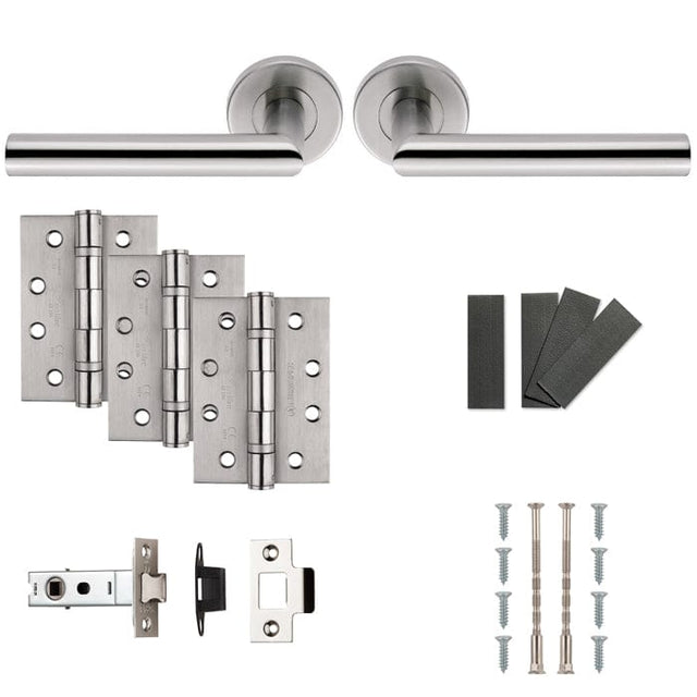 Eurospec Door Furniture Satin Stainless Steel / Latch Handle Pack Eurospec - FDP Door Pack - FDP1192SSS - Satin Stainless Steel