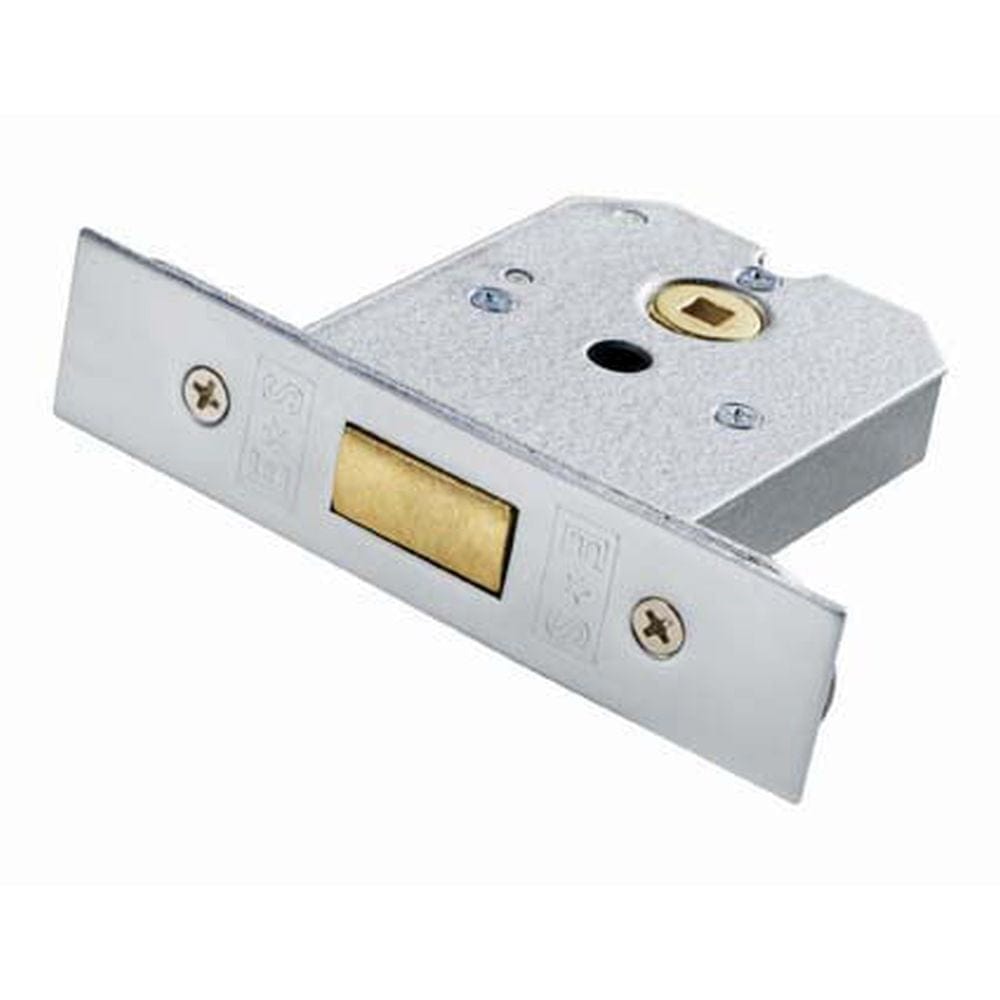 Eurospec Locks & Latches Satin Chrome / 2.5"/ 65mm / Flat Deadlock Eurospec - Flat Deadlock 64mm - Satin Chrome Plated
