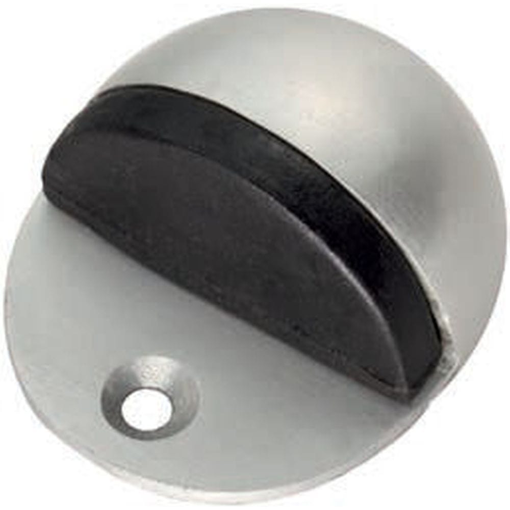 Eurospec Door Furniture Satin Anodised Aluminium / Floor Door Stop Eurospec - Floor Mounted Half Moon Shape Door Stop - Satin Anodised Aluminium