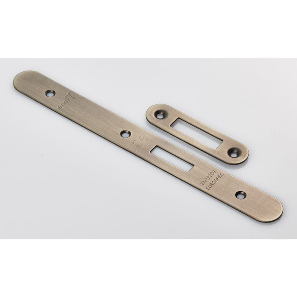 Eurospec Locks & Latches Antique Brass / DIN Accessory Pack Eurospec - Forend Strike and Fixing Pack to suit Din Euro Deadlock (Security) Ra