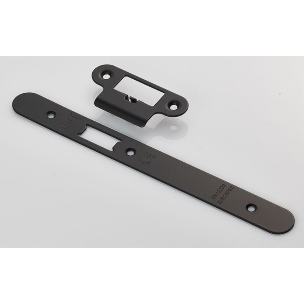 Eurospec Locks & Latches Matt Black / DIN Accessory Pack Eurospec - Forend Strike and Fixing Pack to suit Din Latch (Security) Radius