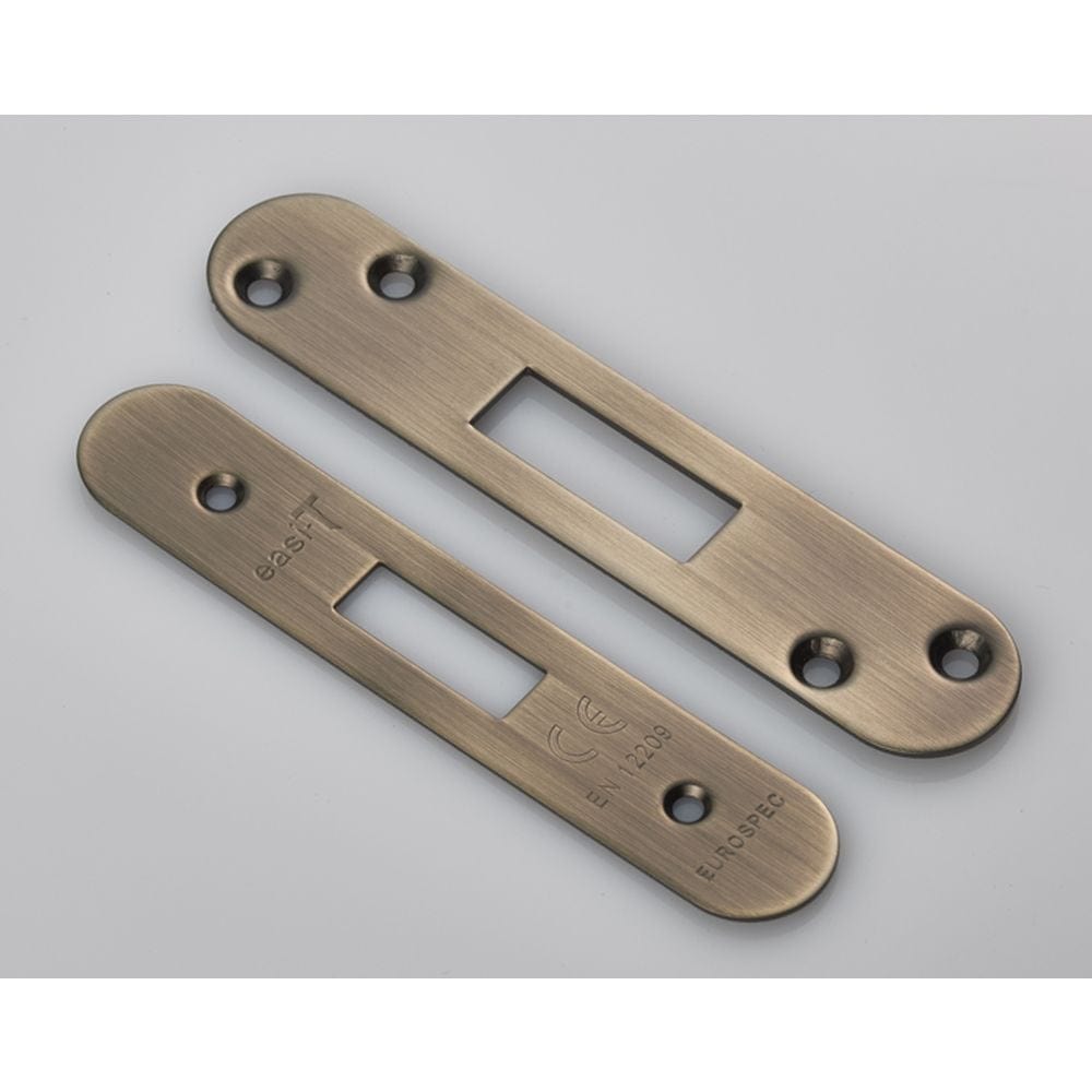 Eurospec Locks & Latches Antique Brass / Fixing Packs Eurospec - Forend Strike & Fixing Pack to suit Architectural Deadlocks (EDS/LDS)