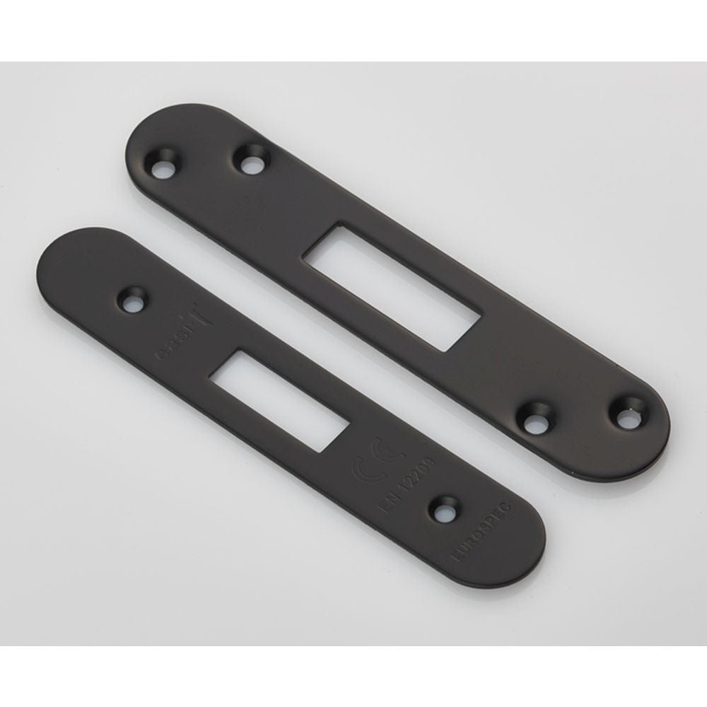 Eurospec Locks & Latches Matt Black / Fixing Packs Eurospec - Forend Strike & Fixing Pack to suit Architectural Deadlocks (EDS/LDS)