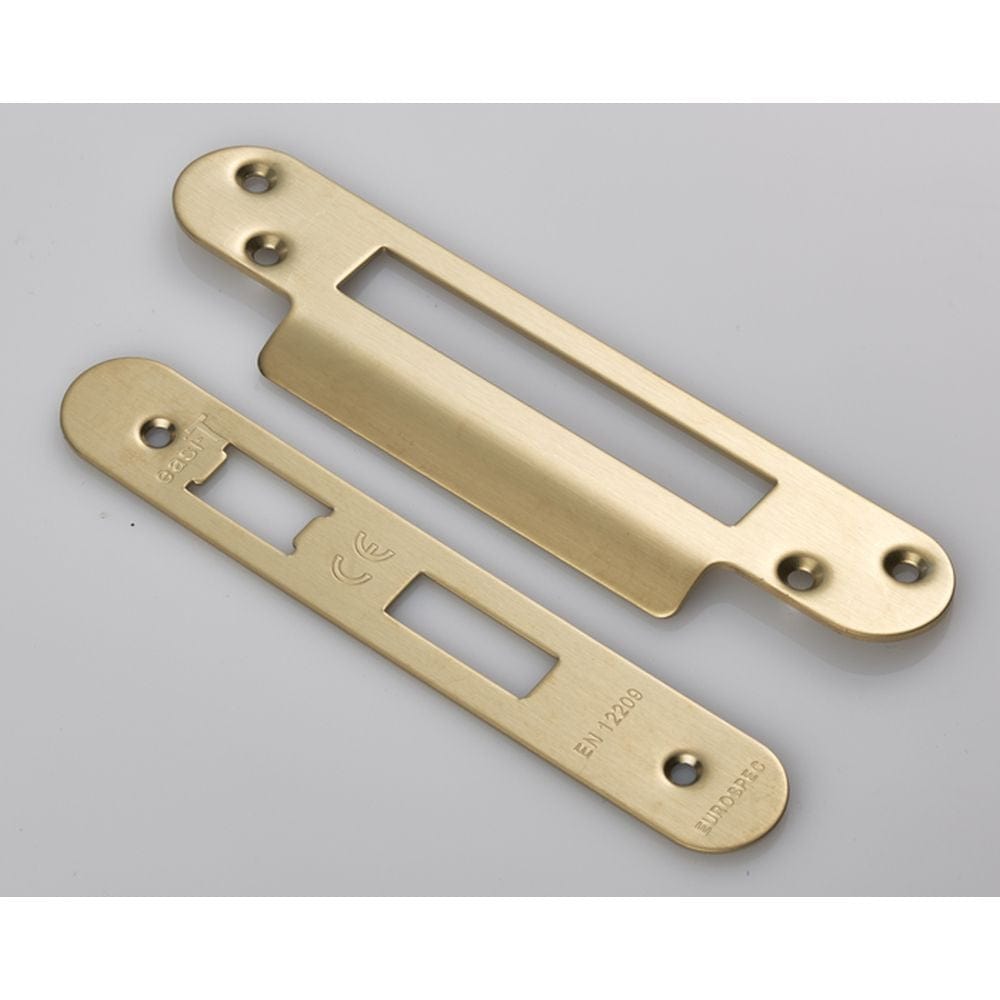 Eurospec Locks & Latches Satin Brass / Fixing Packs Eurospec - Forend Strike & Fixing Pack to suit Architectural Sashlocks (BAS/ESS/