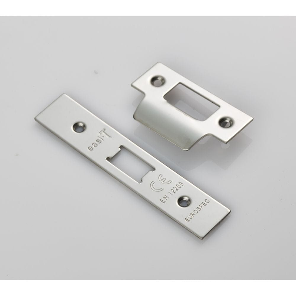 Eurospec Locks & Latches Bright Stainless Steel / Fixing Packs Eurospec - Forend Strike & Fixing Pack To Suit Flat Latch FLL5030-Bright Stainle
