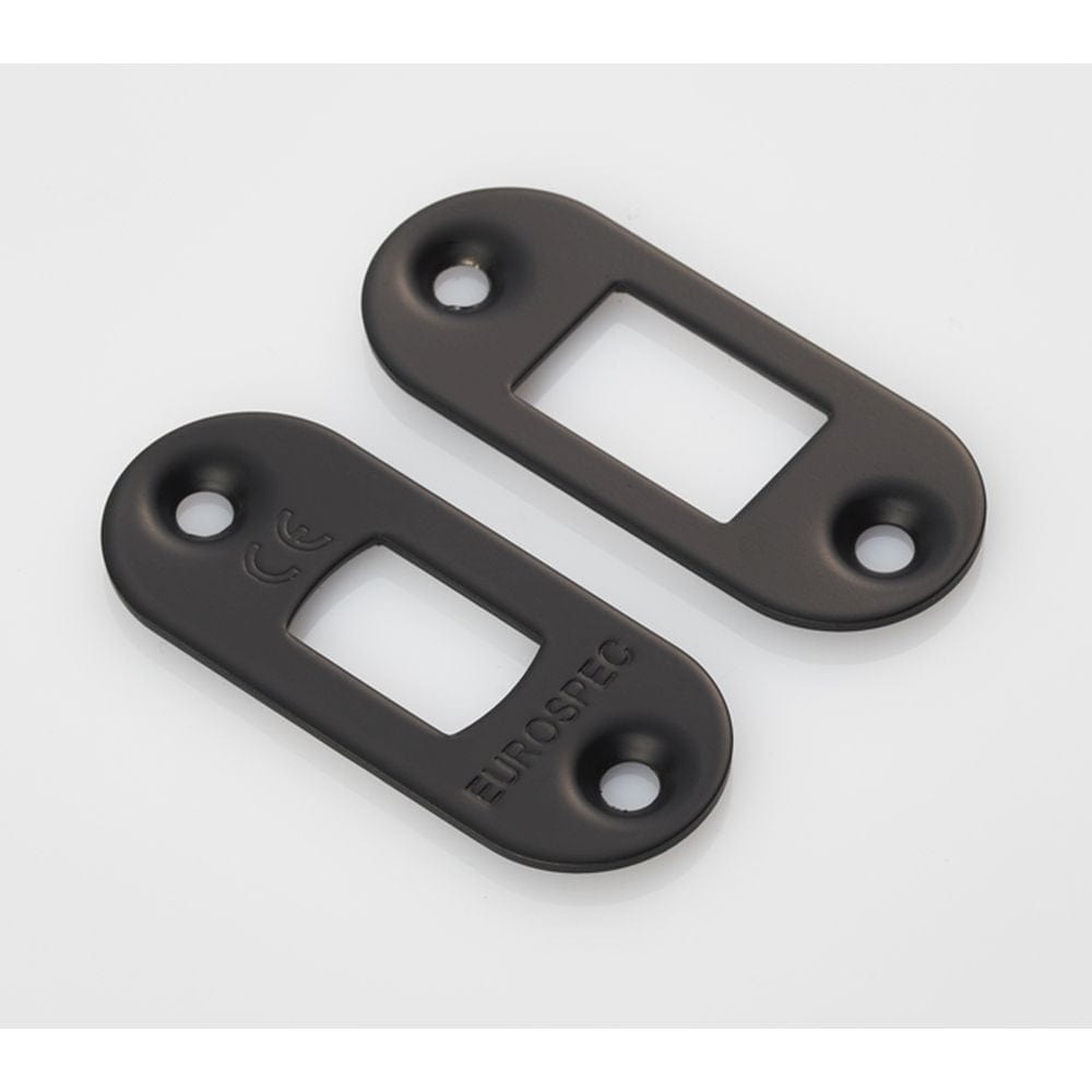 Eurospec Locks & Latches Matt Black / Fixing Packs Eurospec - Forend Strike & Fixing Pack to suit Heavy Duty Tubular Deadbolt Radiu