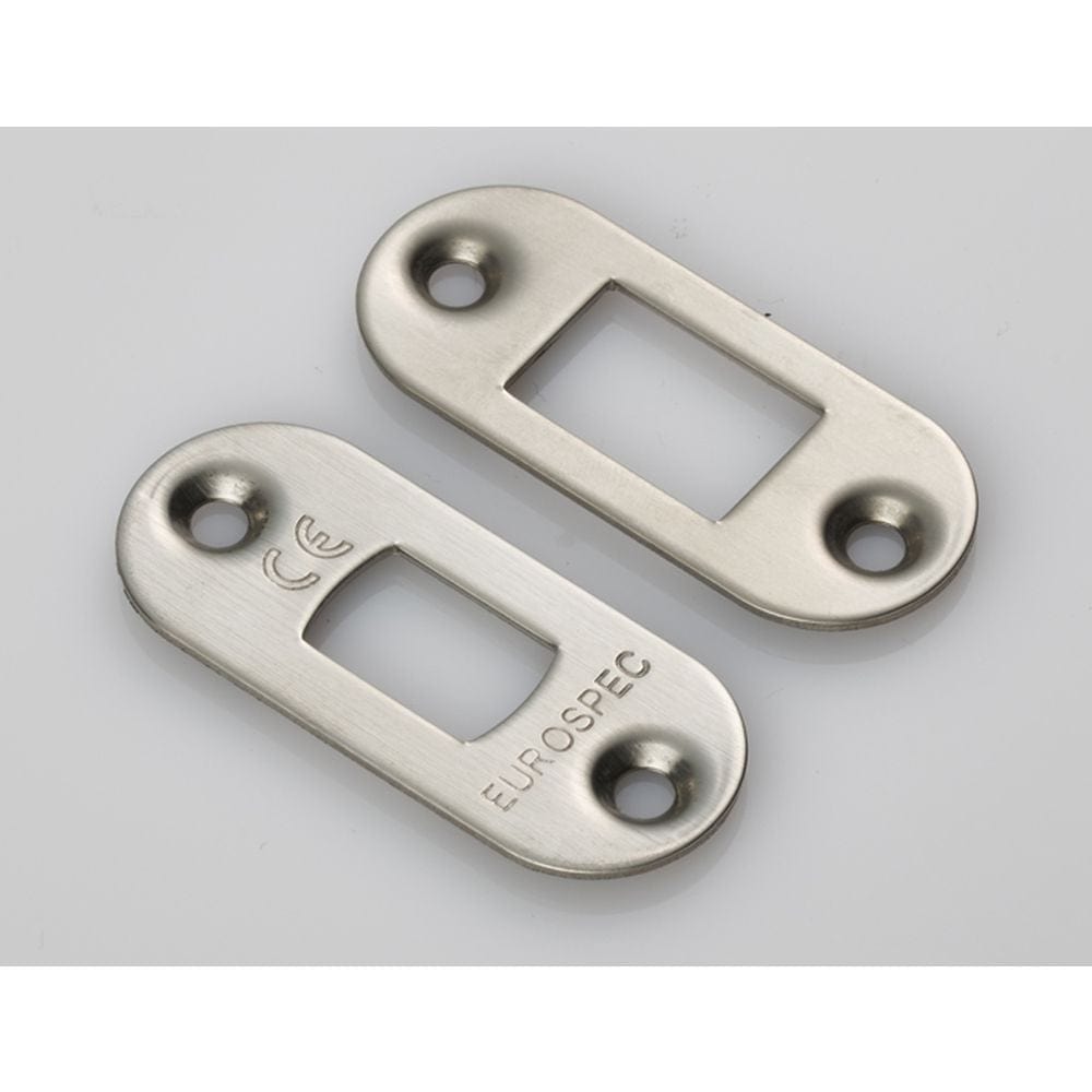 Eurospec Locks & Latches Satin Brass / Fixing Packs Eurospec - Forend Strike & Fixing Pack to suit Heavy Duty Tubular Deadbolt Radiu