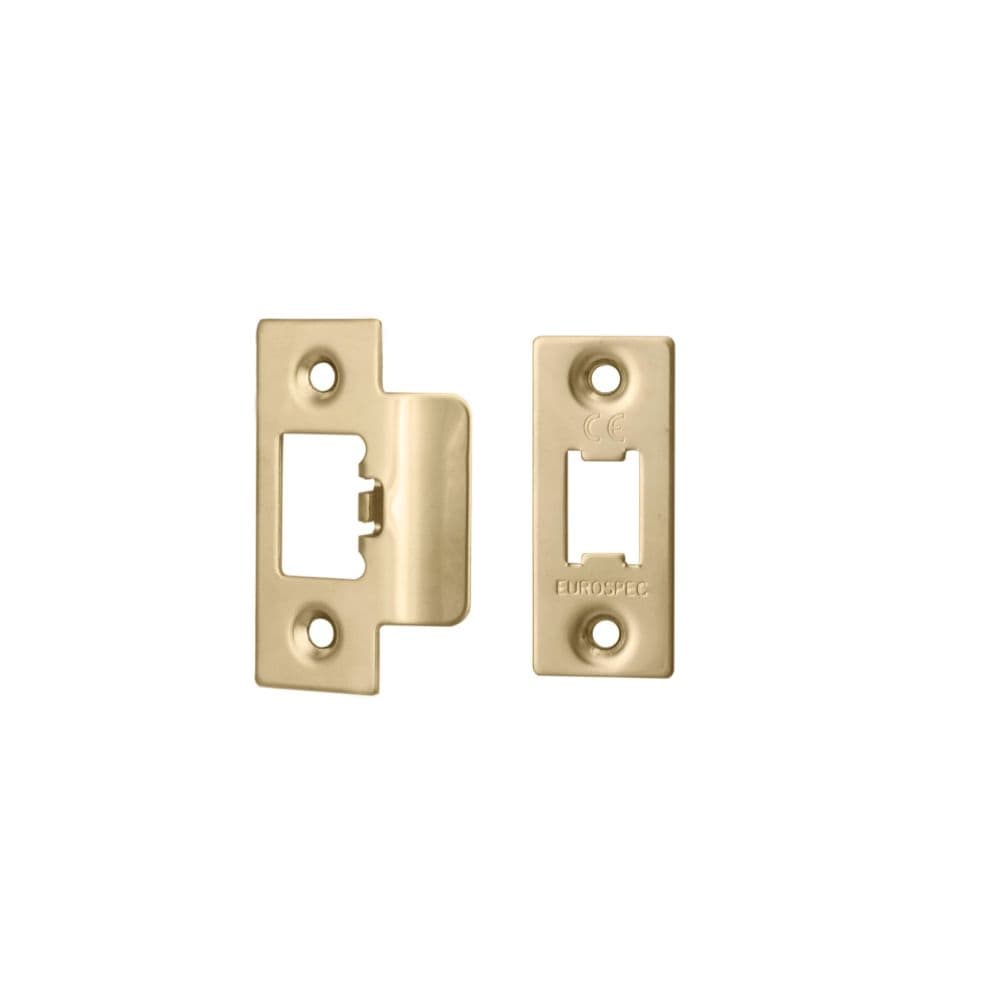Eurospec Locks & Latches PVD / Fixing Packs Eurospec - Forend Strike & Fixing Pack To Suit Heavy Duty Tubular Latch-PVD-Squa