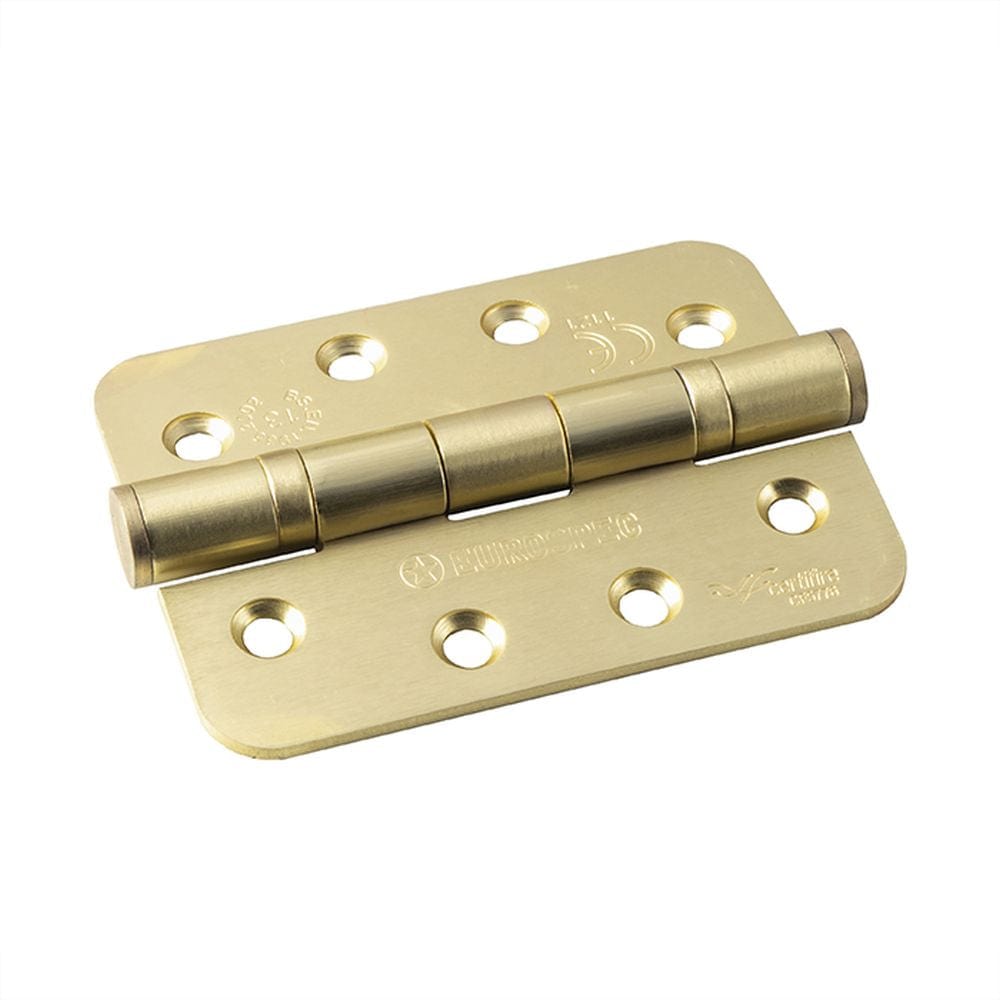 Eurospec Hinges Satin Brass / Ball Bearing Hinges / 4" x (102mm) Eurospec - Grade 13 Ball Bearing P Hinge Radius 102 x 76mm - Satin Brass