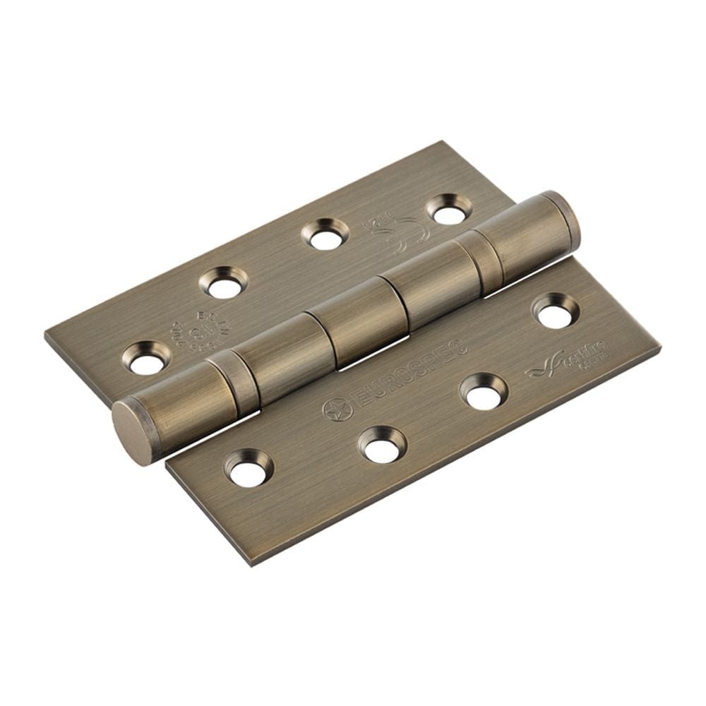 Eurospec Hinges Antique Brass / Ball Bearing Hinges / 4" x (102mm) Eurospec - Grade 13 Ball Bearing P Hinge Square 102 x 76mm - AB