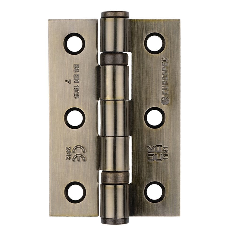 Eurospec Hinges Antique brass / Ball Bearing Hinges / 3" (76mm) Eurospec - Grade 7 Ball Bearing Hinge 76 x 51mm - Antique Brass