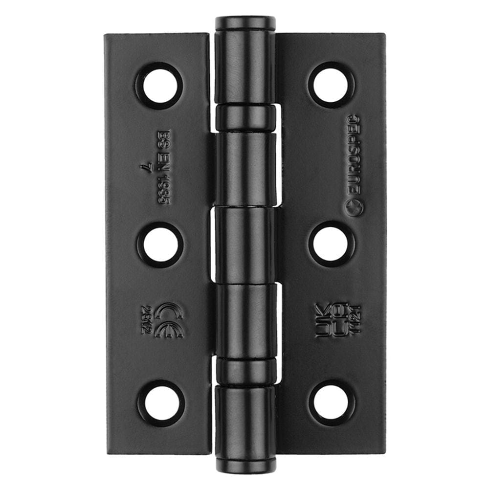 Eurospec Hinges Matt Black / Ball Bearing Hinges / 3" (76mm) Eurospec - Grade 7 Ball Bearing Hinge 76 x 51mm - Matt Black