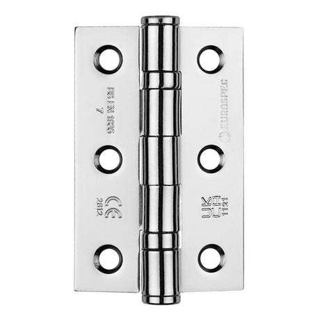 Eurospec Hinges Polished Chrome / Ball Bearing Hinges / 3" (76mm) Eurospec - Grade 7 Ball Bearing Hinge 76 x 51mm - Polished Chrome