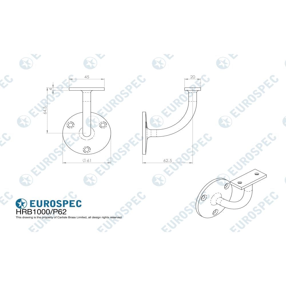 Eurospec Accessories Polished Stainless Steel / Handrail Brackets Eurospec - Handrail Bracket - Bright Stainless Steel