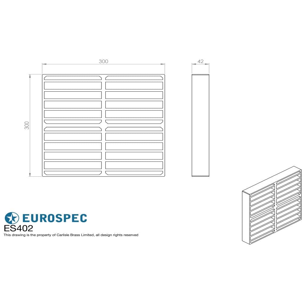 Eurospec Accessories Silver / Intumescent Vent Eurospec - Intumescent Air Transfer Vent Grille 300 x 300mm - Silver