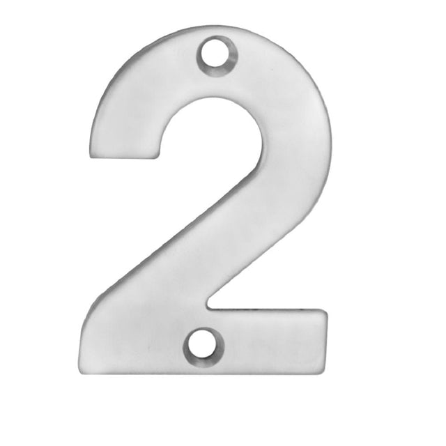 Eurospec Door Furniture Satin Stainless Steel / Numerals / 2 Eurospec - Numerals Number 2 - Satin Stainless Steel