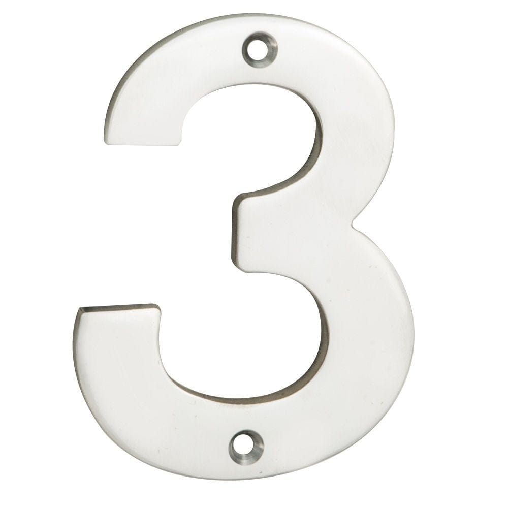 Eurospec Door Furniture Polished Stainless Steel / Numerals / 3 Eurospec - Numerals Number 3 - Bright Stainless Steel