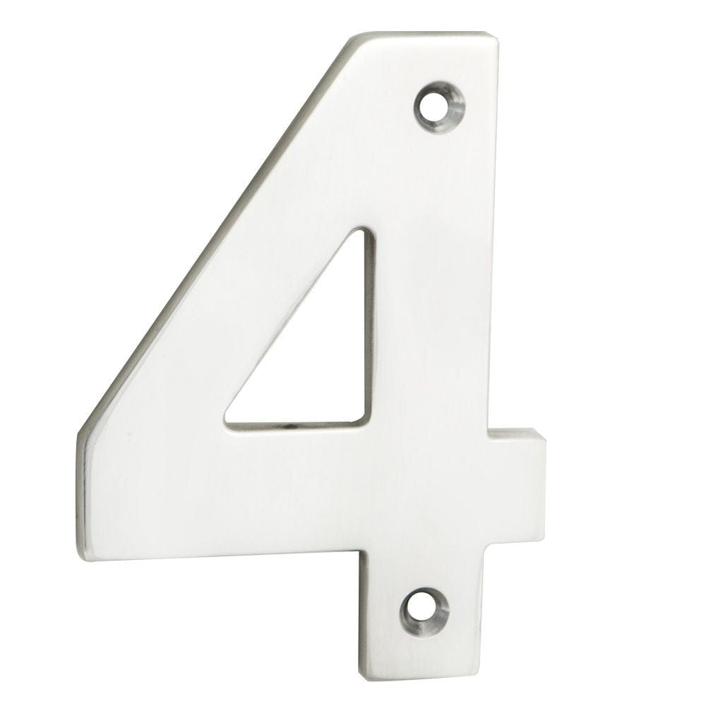 Eurospec Door Furniture Polished Stainless Steel / Numerals / 4 Eurospec - Numerals Number 4 - Bright Stainless Steel