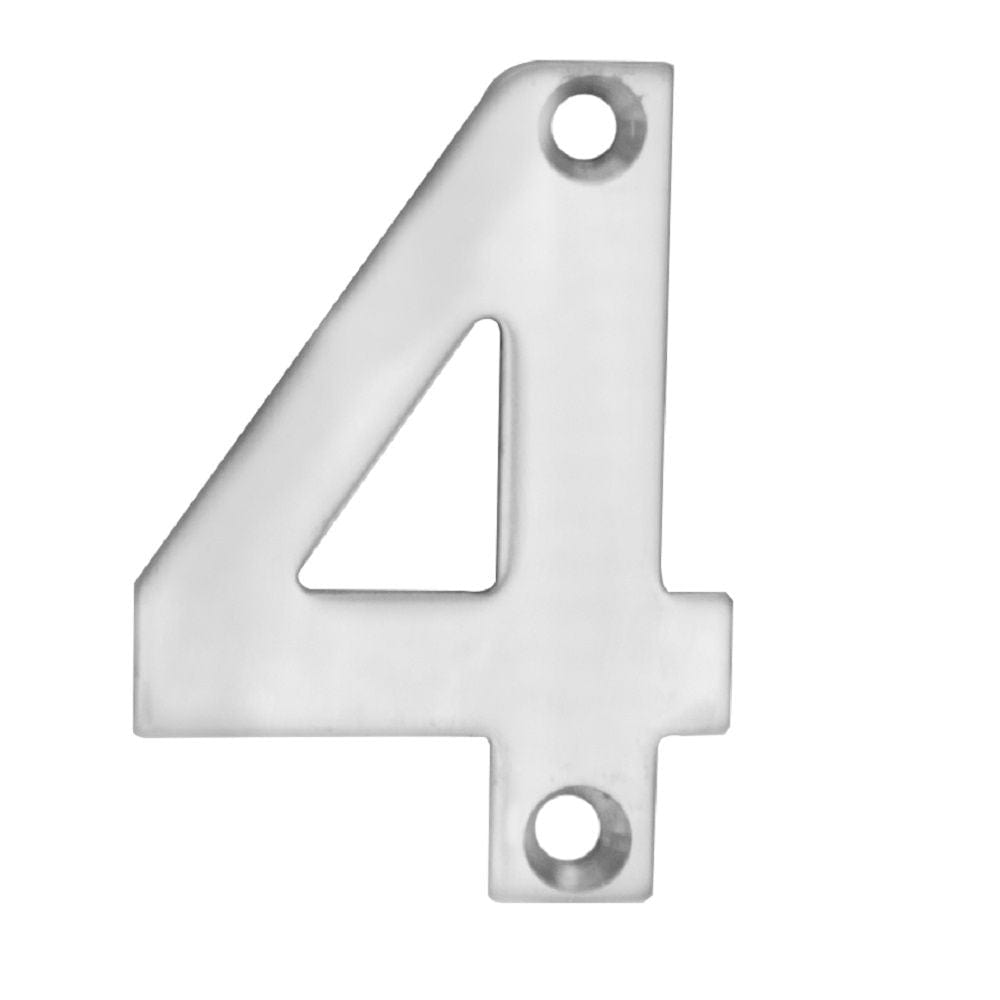 Eurospec Door Furniture Satin Stainless Steel / Numerals / 4 Eurospec - Numerals Number 4 - Satin Stainless Steel