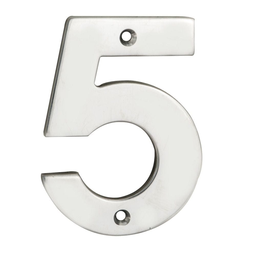 Eurospec Door Furniture Polished Stainless Steel / Numerals / 5 Eurospec - Numerals Number 5 - Bright Stainless Steel