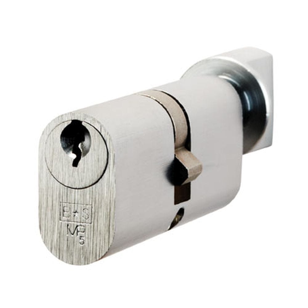 Eurospec Locks & Latches Satin Chrome / 35 x 35mm / Oval Cylinder & Turn Eurospec - Oval Cylinder and Turn - Satin Chrome