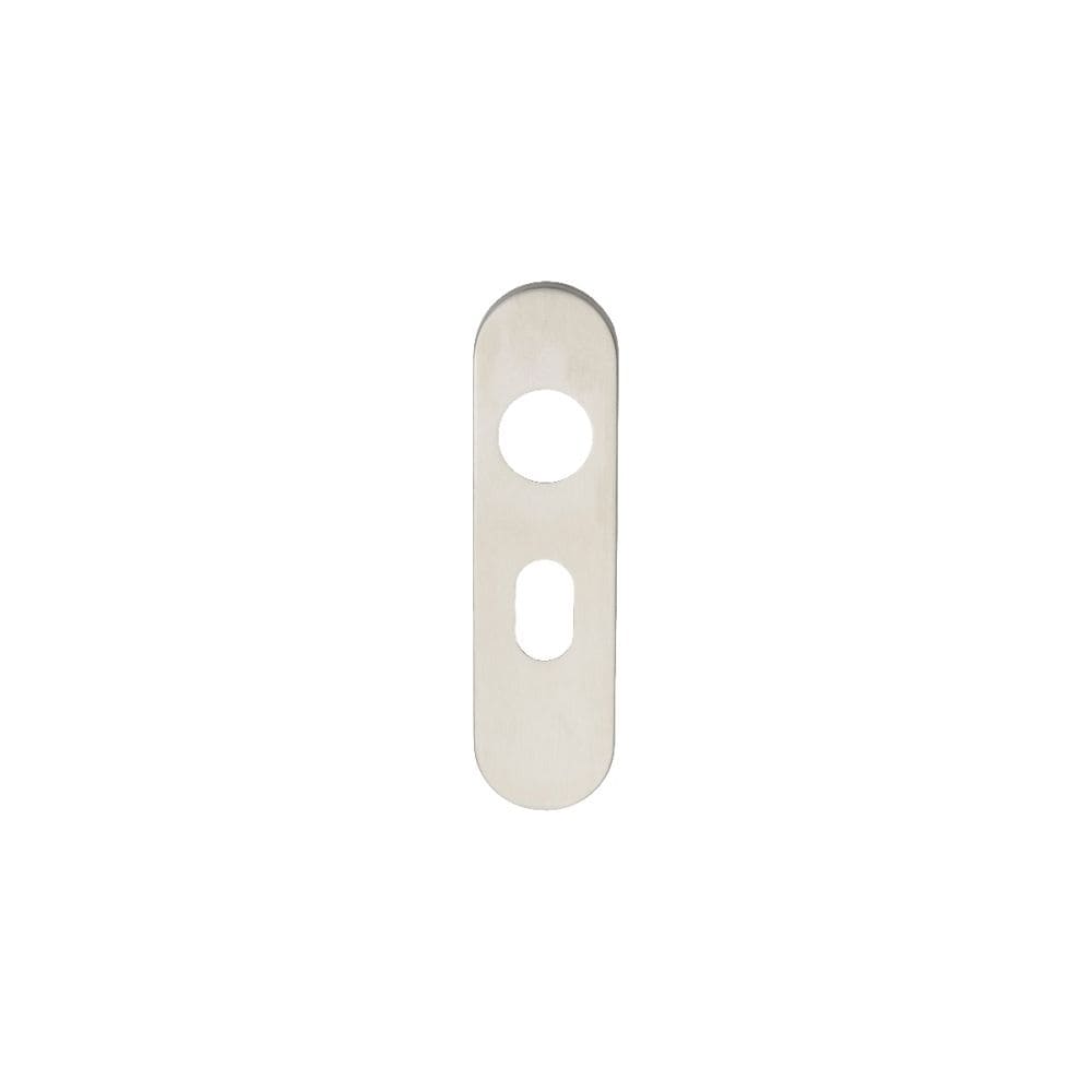 Eurospec Door Furniture Satin Stainless Steel / Oval Profile Lock Handles Eurospec - Radius Covers for Oval Lock Backplate - Satin Stainless Steel
