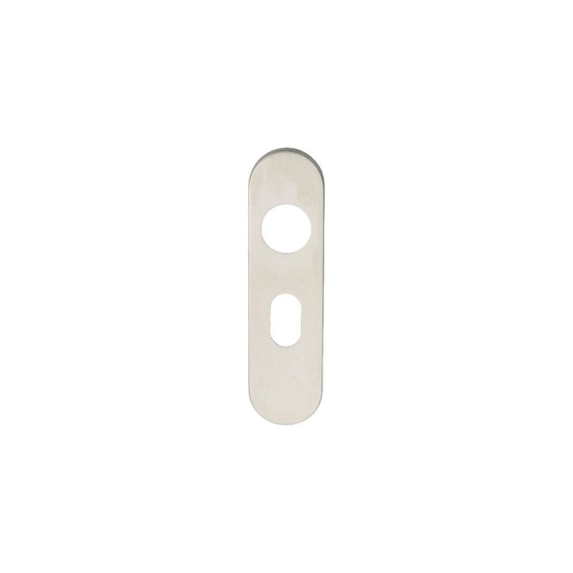 Eurospec Door Furniture Satin Stainless Steel / Oval Profile Lock Handles Eurospec - Radius Covers for Oval Lock Backplate - Satin Stainless Steel