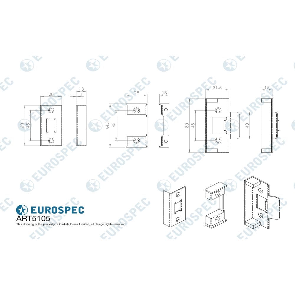 Eurospec Locks & Latches Florentine Bronze / Rebate Sets Eurospec - Rebate set - Florentine Bronze