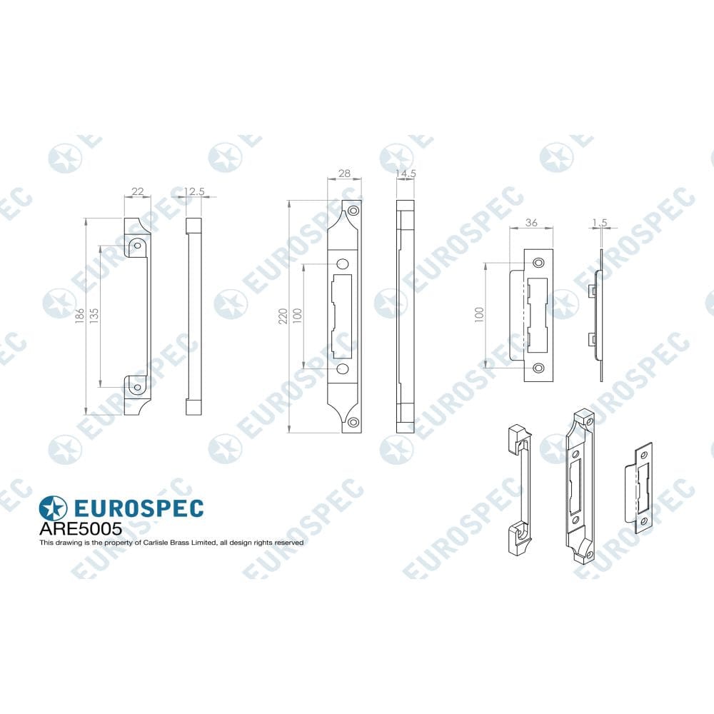 Eurospec Locks & Latches Electro Brass / Sashlock Rebate Sets Eurospec - Rebate Set To Suit Economy Sashlock 0.5