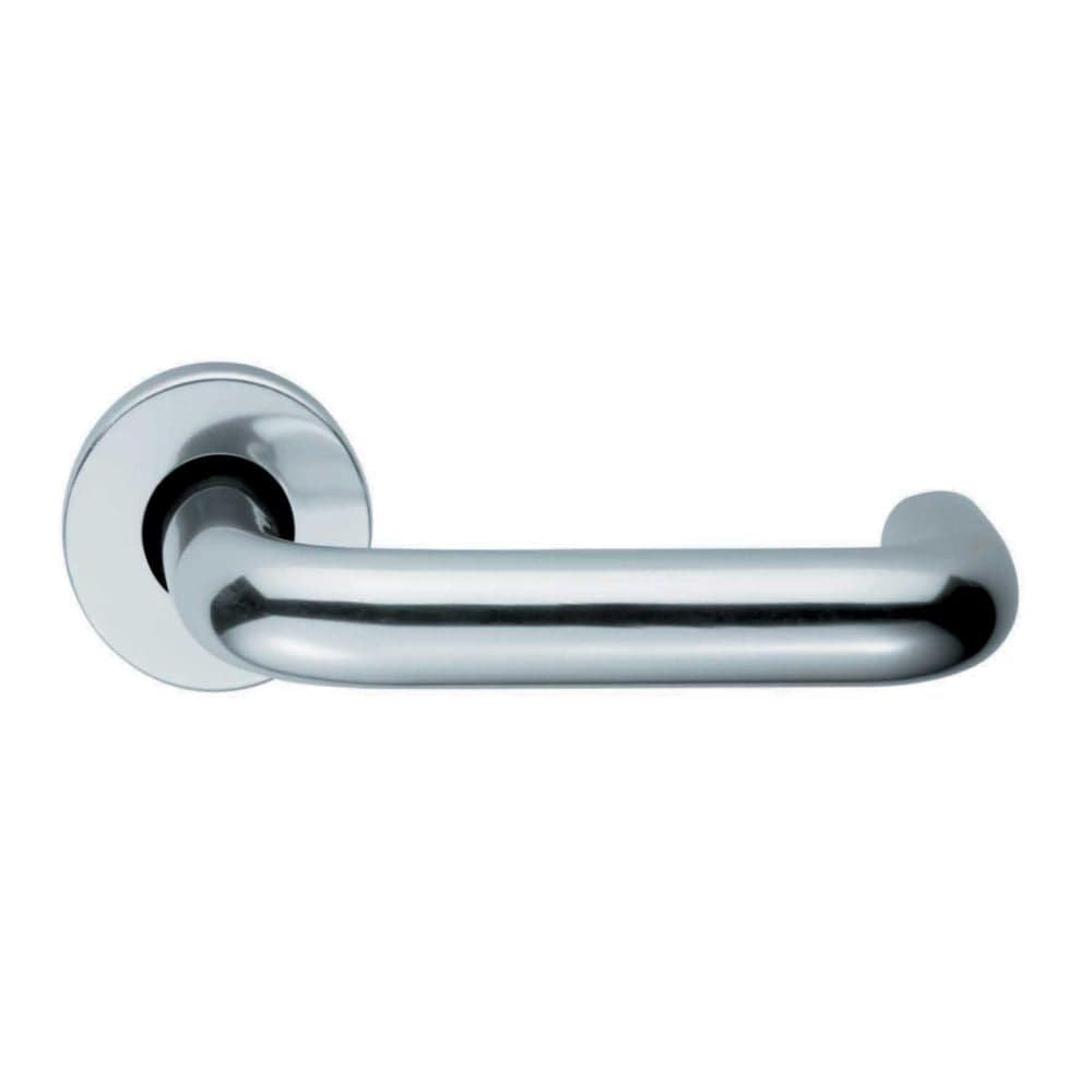 Eurospec Door Furniture Polished Anodised Aluminium / Round Rose Eurospec - Safety Lever on Rose - Polished Anodised Aluminium