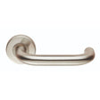 Eurospec Door Furniture Satin Stainless Steel / Round Rose Eurospec - Safety Lever on Sprung Rose - Satin Stainless Steel