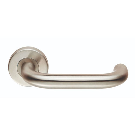 Eurospec Door Furniture Satin Stainless Steel / Round Rose Eurospec - Safety Lever on Sprung Rose - Satin Stainless Steel